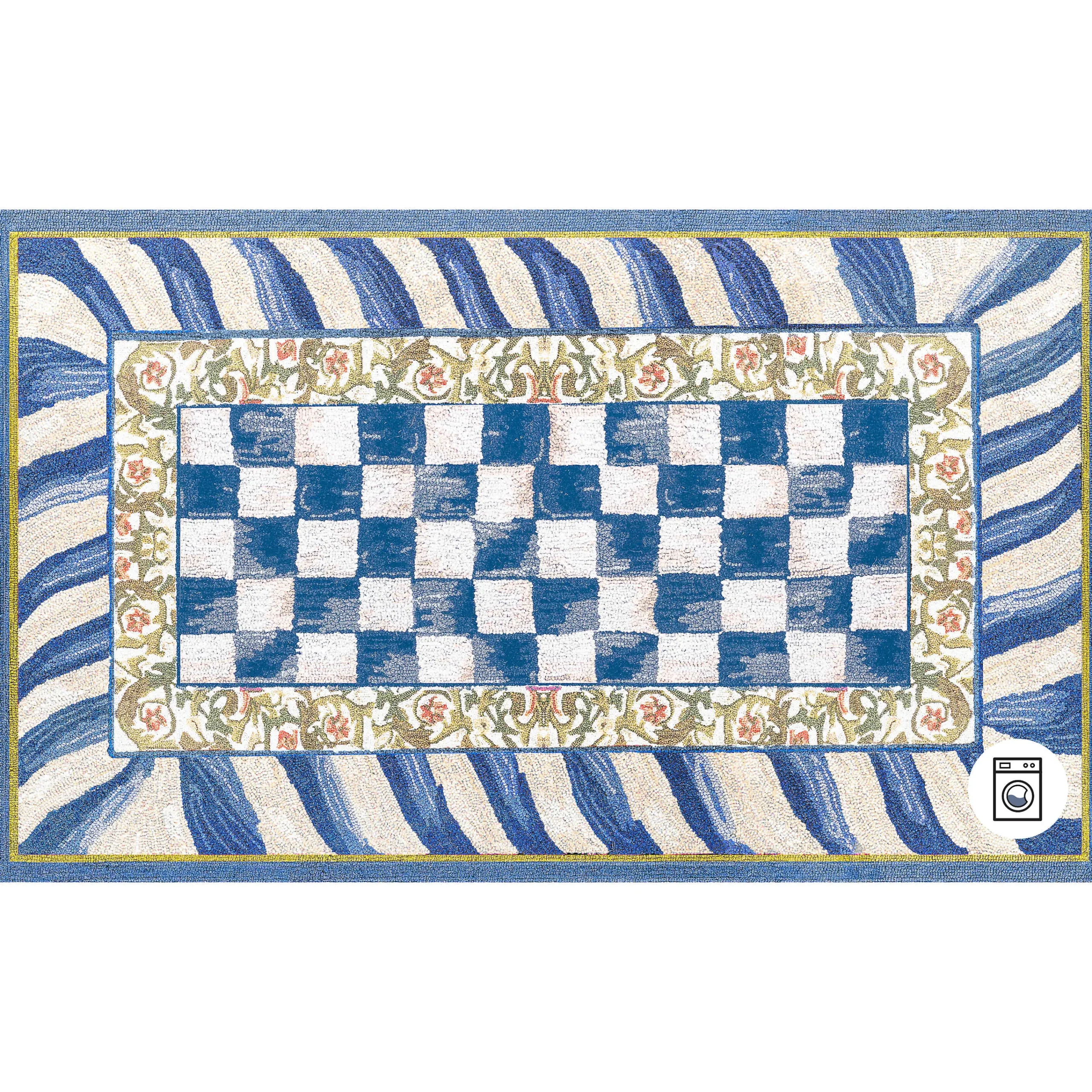 MacKenzie-Childs Truly Royal Check 3' x 5' Washable Rug| Rugs