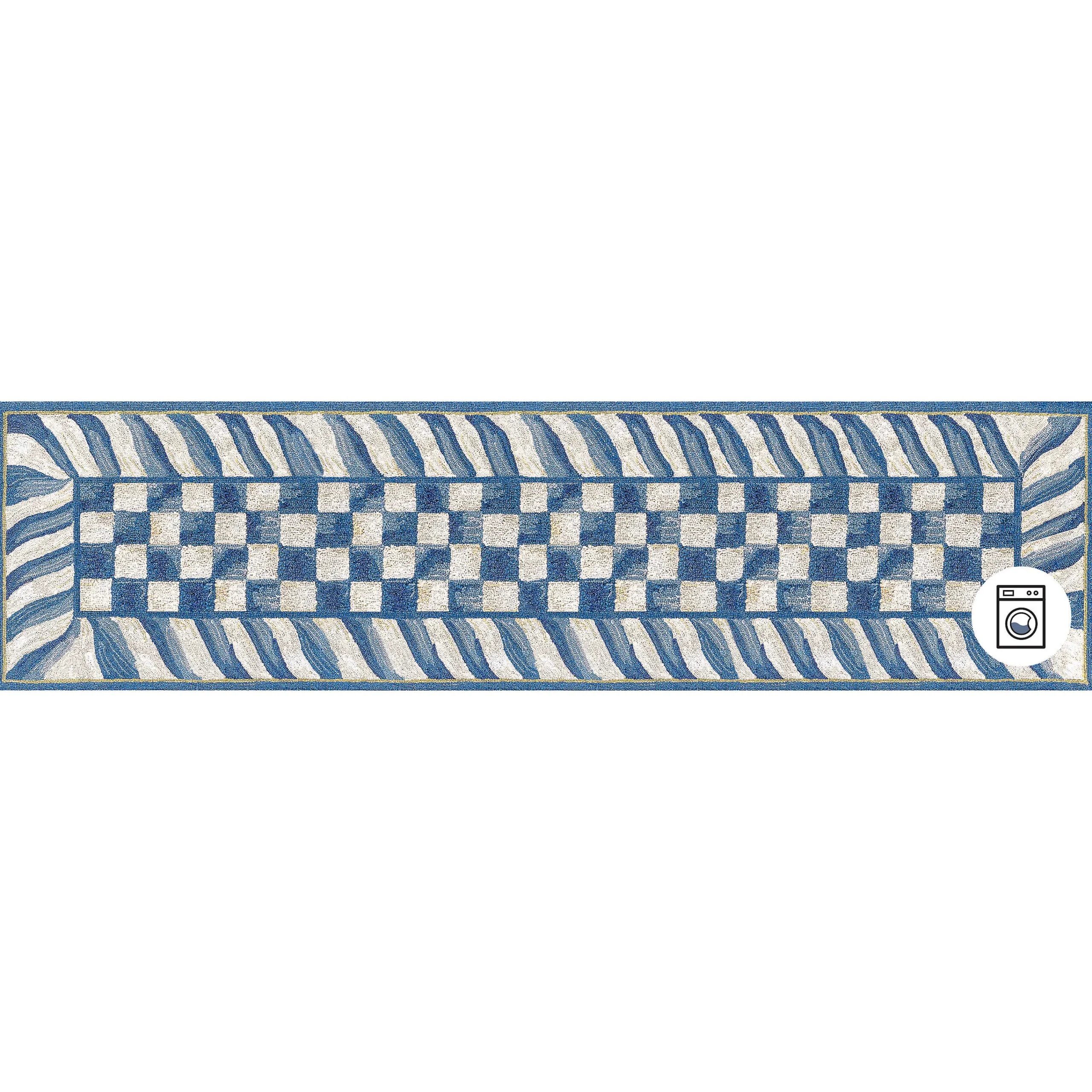 MacKenzie-Childs Truly Royal Check 2'6 x 8' Washable Runner| Rugs