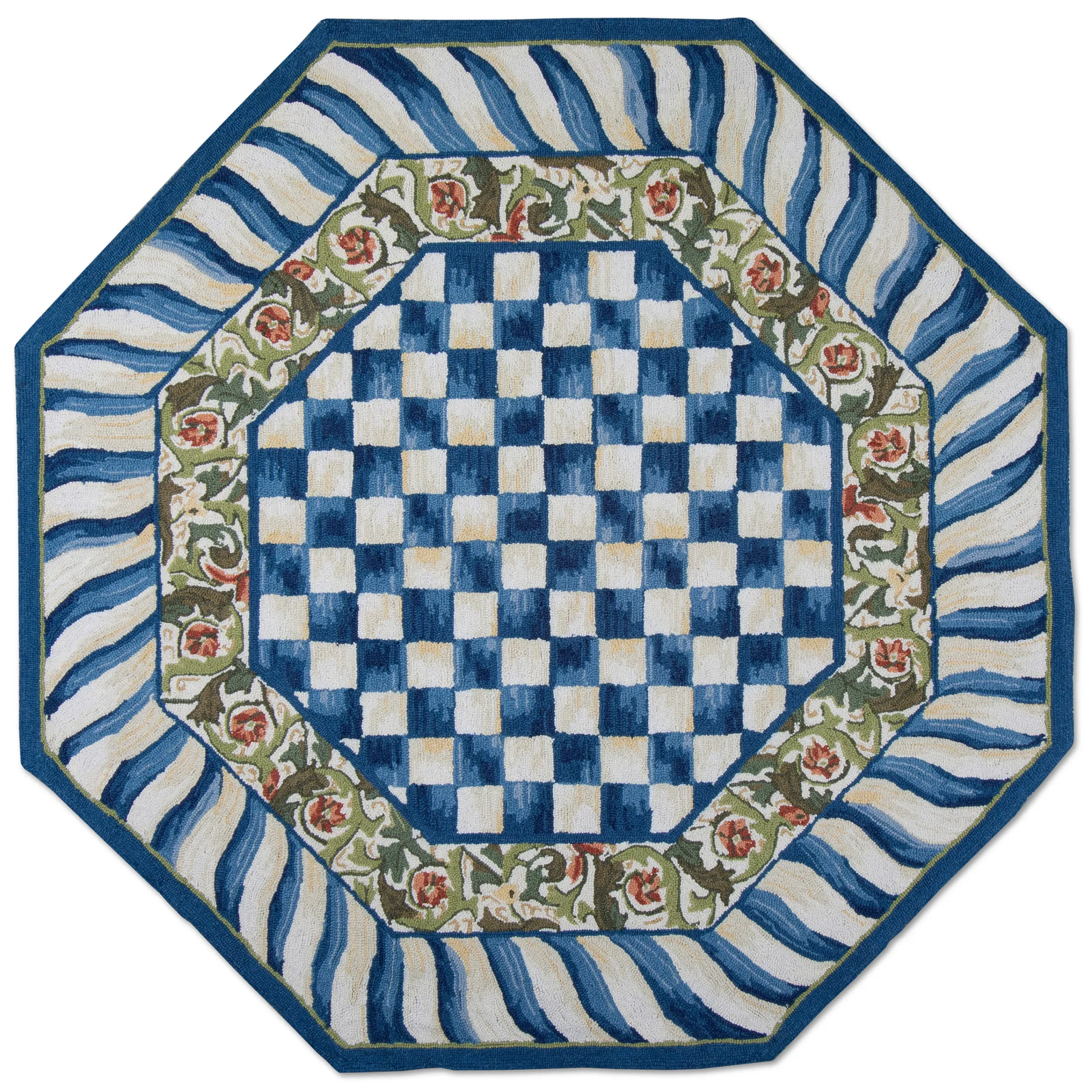 MacKenzie-Childs Truly Royal Check Rug - 6' Octagon Rug| Rugs