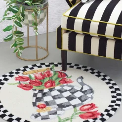 MacKenzie-Childs Tulip Kettle 3' Round Rug| Rugs