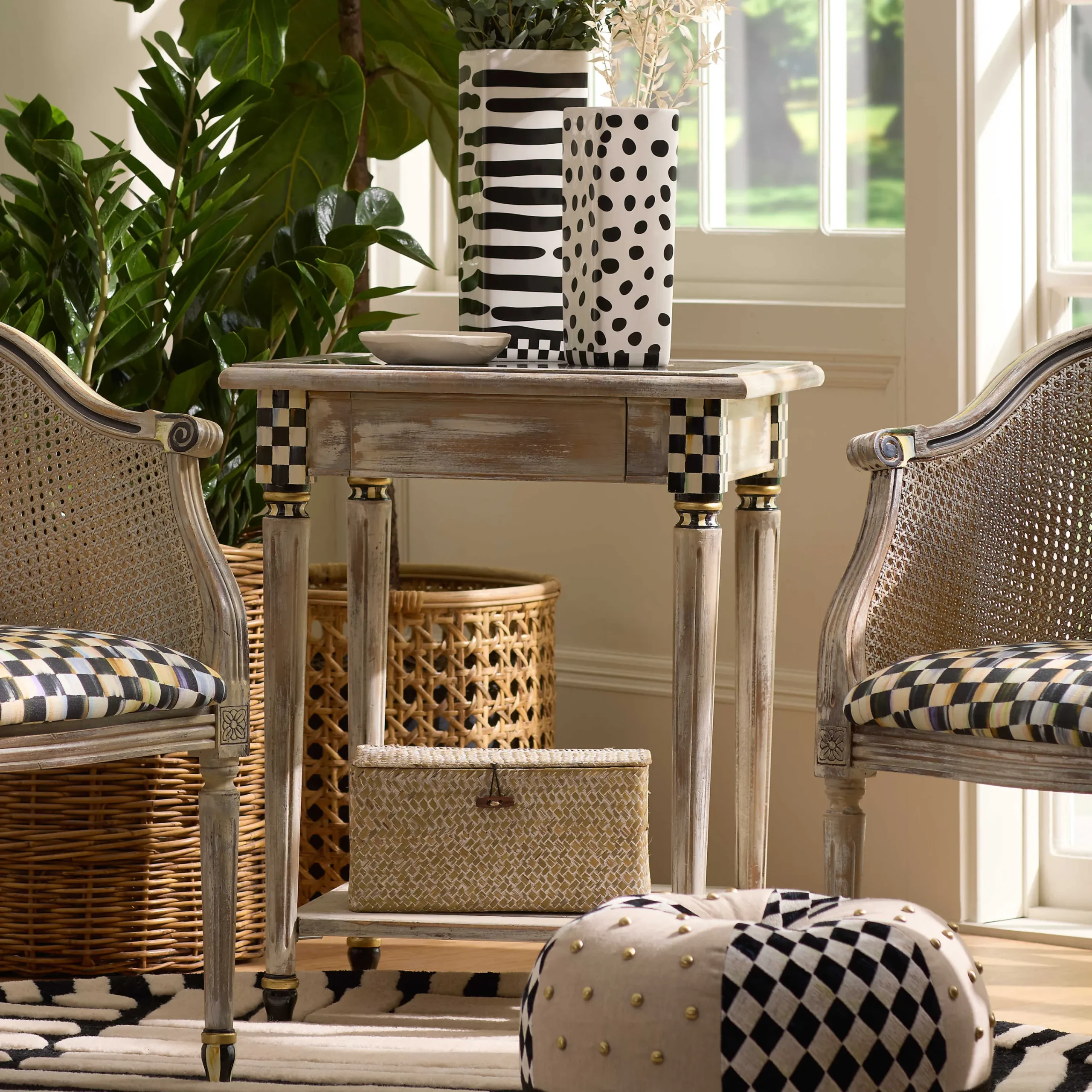 MacKenzie-Childs Tuscan Farm Square Accent Table| Entryway Furniture|Living Room