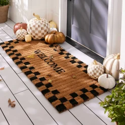 MacKenzie-Childs Welcome Checked Double Door Entrance Mat| The Fall Shop|Rugs