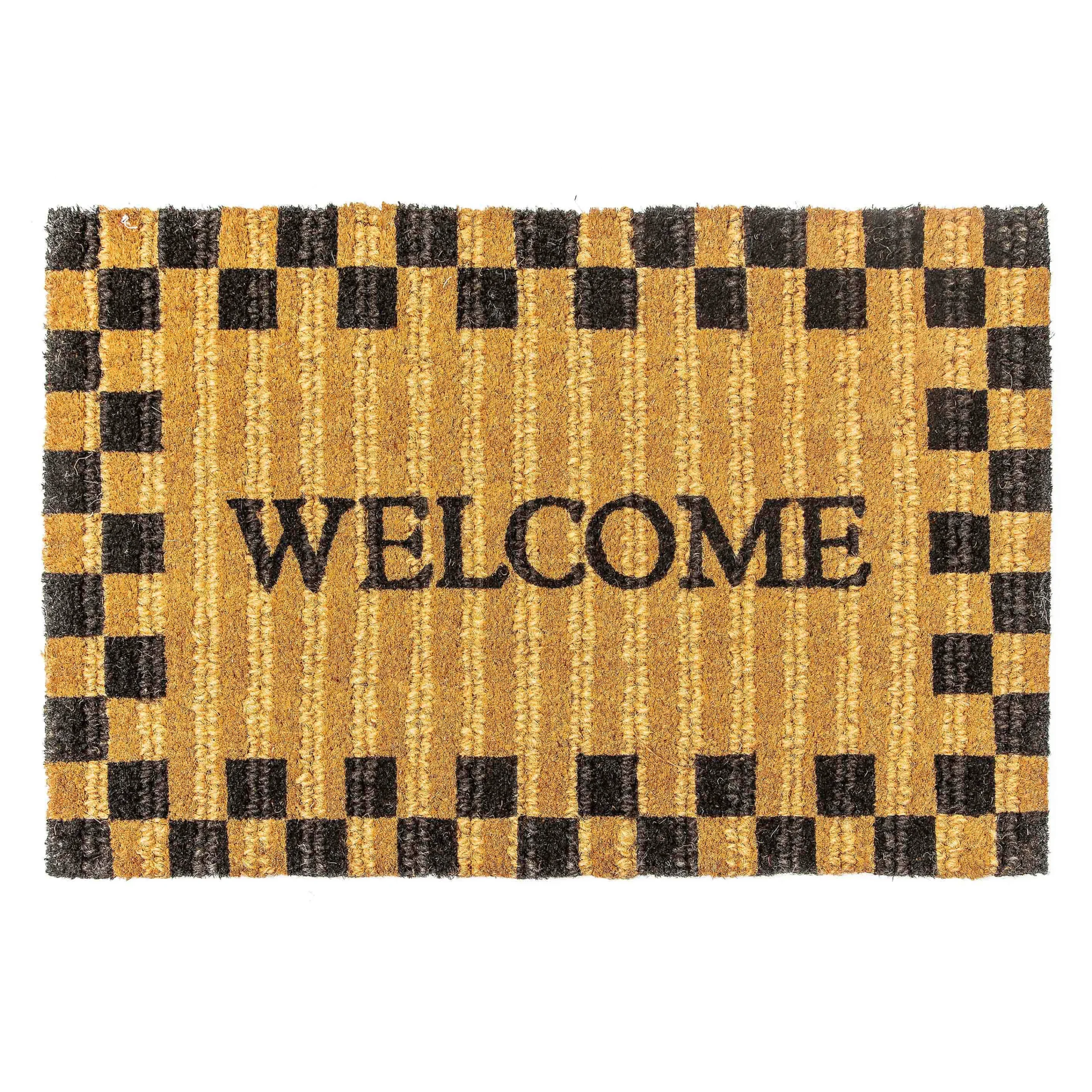 MacKenzie-Childs Welcome Checked Entrance Mat| Outdoor|Rugs