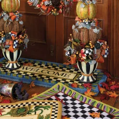 MacKenzie-Childs Welcome Periwinkle Double Door Entrance Mat| Rugs