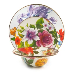 MacKenzie-Childs White Flower Market 3 Piece Place Setting| Kitchen & Dining Sets|Dinnerware & Flatware