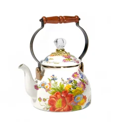 MacKenzie-Childs White Flower Market 2 Quart Tea Kettle| The Coffee Shop|Tea Kettles
