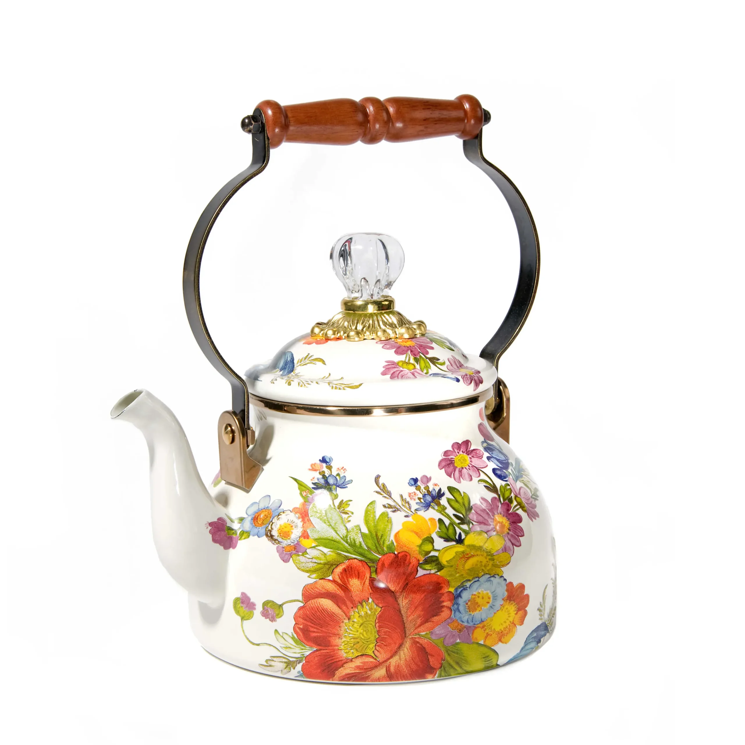 MacKenzie-Childs White Flower Market 2 Quart Tea Kettle| The Coffee Shop|Tea Kettles