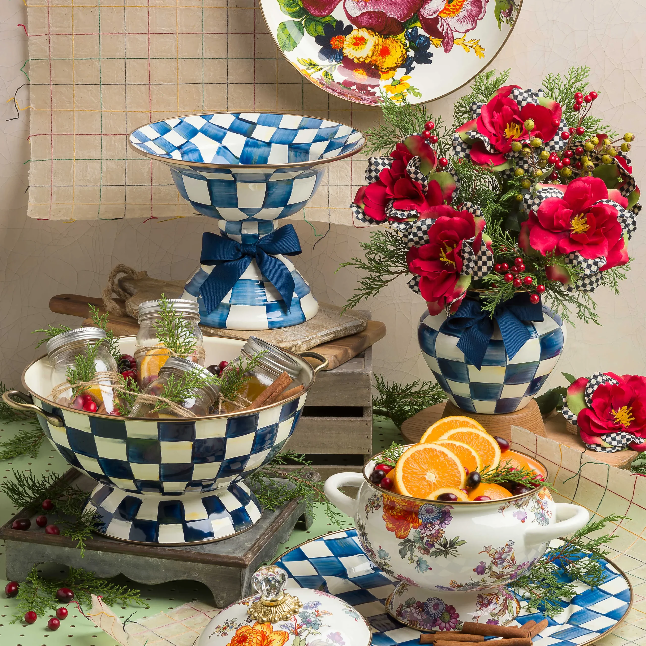 MacKenzie-Childs White Flower Market Abundant Bowl| Serveware