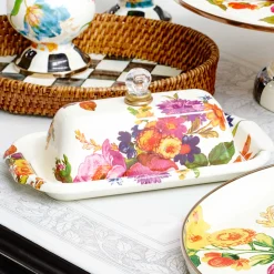MacKenzie-Childs White Flower Market Butter Box| Serveware