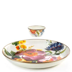 MacKenzie-Childs White Flower Market Chip  Dip Set| Kitchen & Dining Sets|Serveware