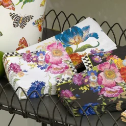 MacKenzie-Childs White Flower Market Cocktail Paper Napkins| Bar Entertaining