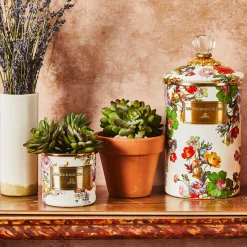 MacKenzie-Childs White Flower Market Large Canister| Room Accents|Kitchen Storage & Organization