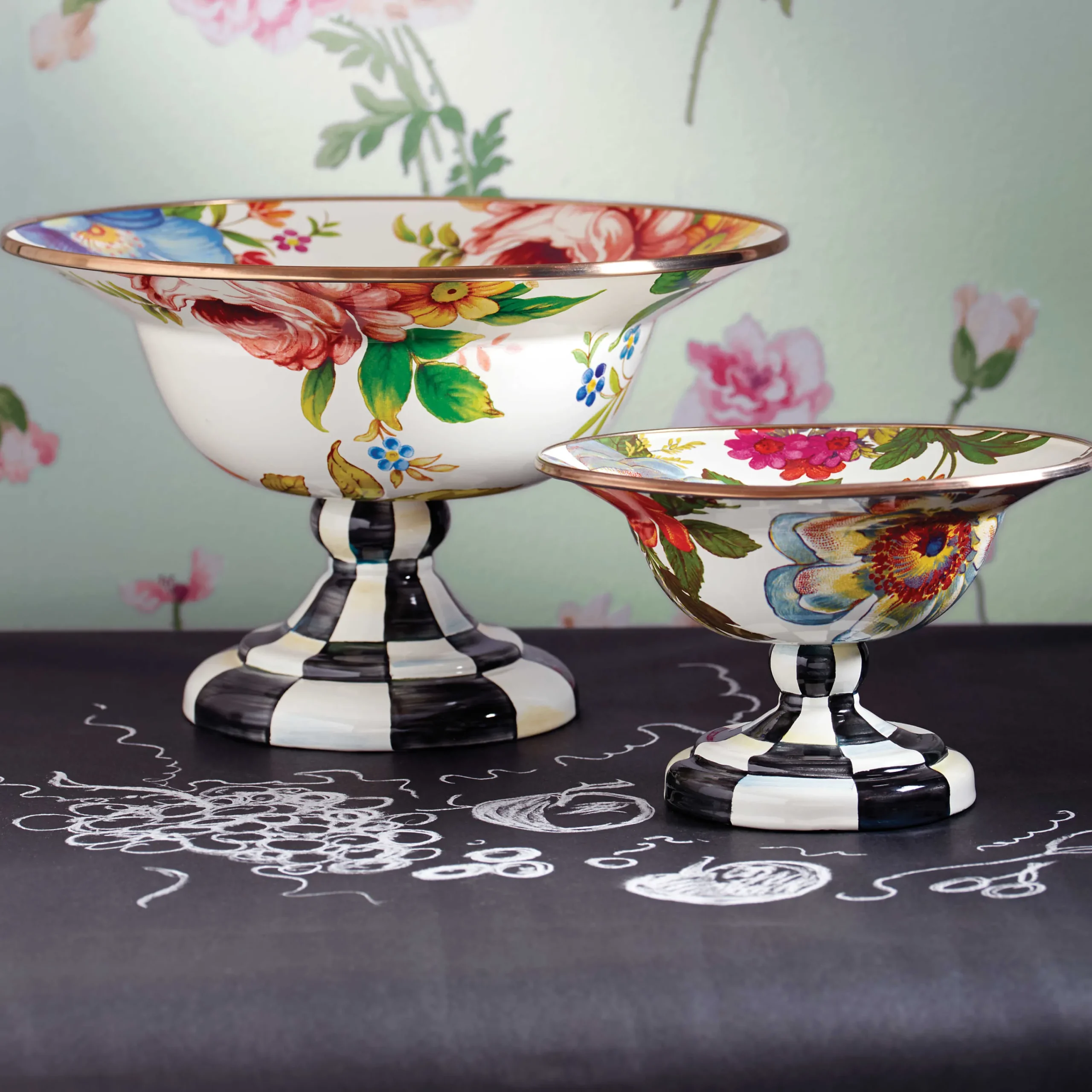 MacKenzie-Childs White Flower Market Large Compote| Serveware
