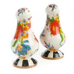 MacKenzie-Childs White Flower Market Large Salt  Pepper Shakers| Table Accessories|Serveware