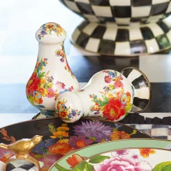 MacKenzie-Childs White Flower Market Large Salt  Pepper Shakers| Table Accessories|Serveware