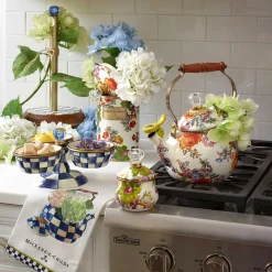 MacKenzie-Childs White Flower Market Lidded Sugar Bowl| The Coffee Shop|Serveware