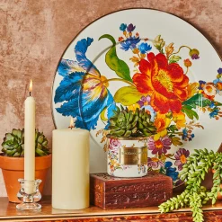 MacKenzie-Childs White Flower Market Mini Canister| Room Accents|Kitchen Storage & Organization
