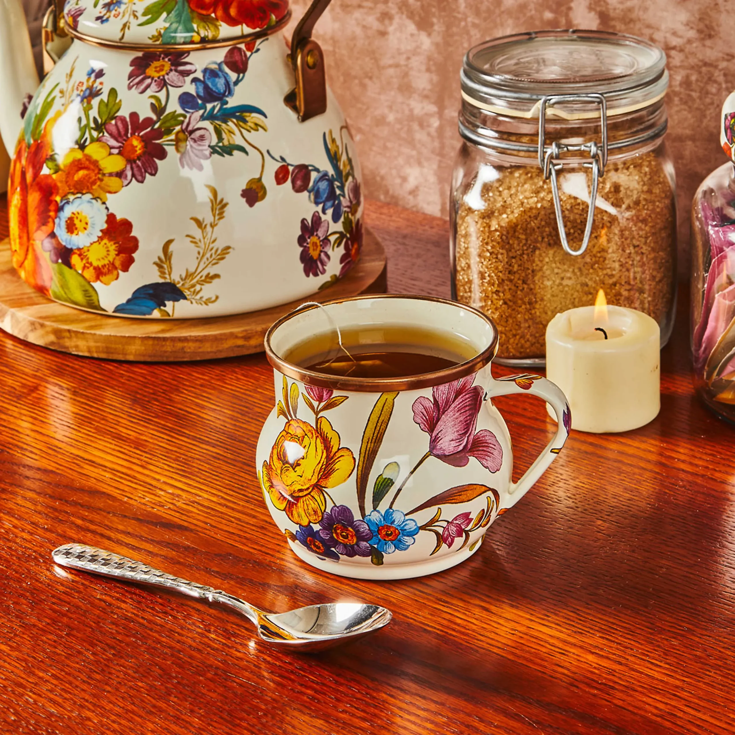 MacKenzie-Childs White Flower Market Mug| The Coffee Shop|Drinkware