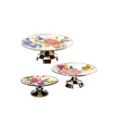 MacKenzie-Childs White Flower Market Pedestal Platters, Set of 3| Kitchen & Dining Sets|Serveware