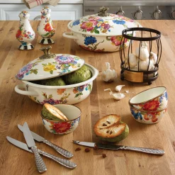 MacKenzie-Childs White Flower Market Pinch Bowl| Bar Entertaining|Serveware