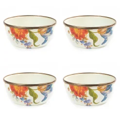 MacKenzie-Childs White Flower Market Pinch Bowls, Set of 4| Kitchen & Dining Sets|Bar Entertaining