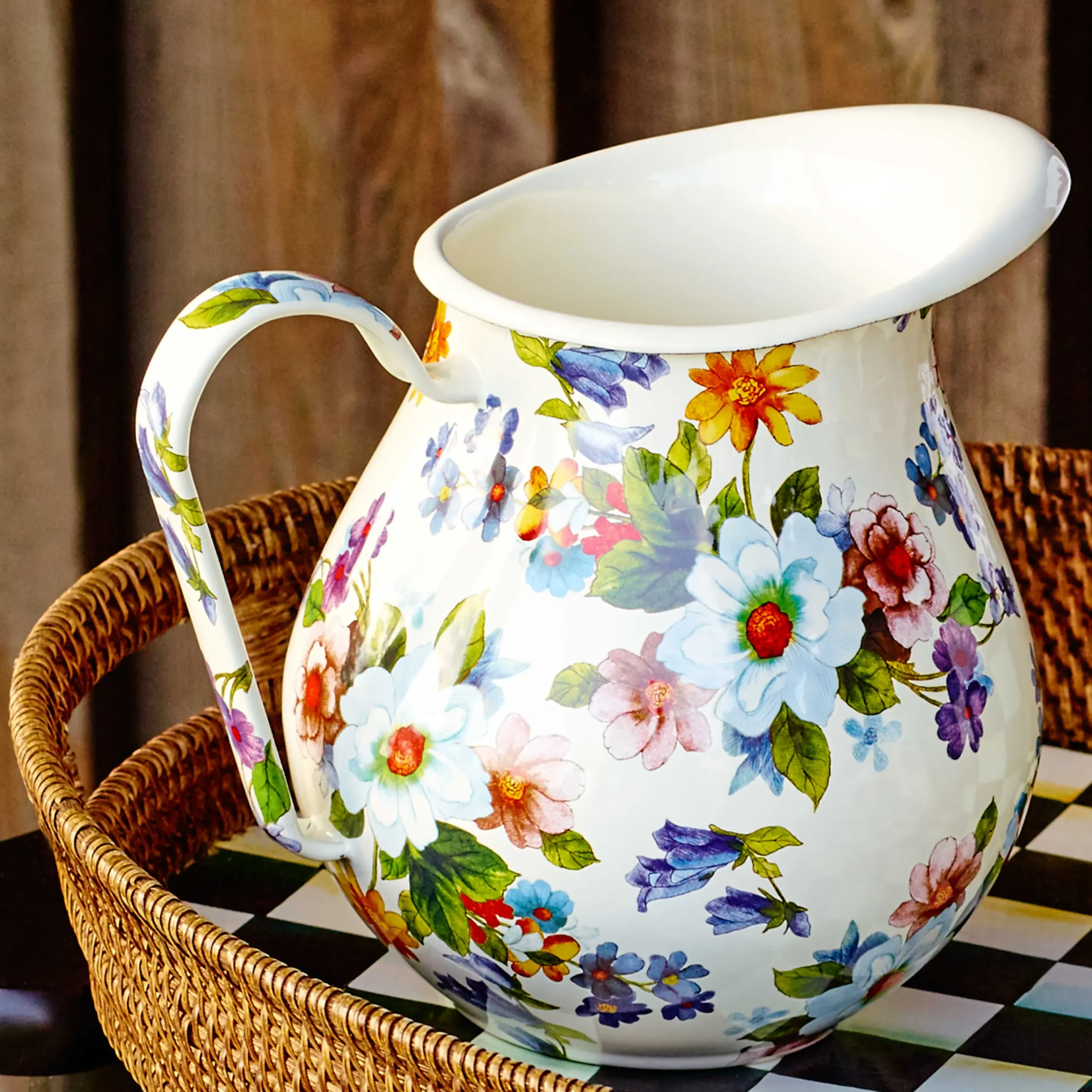 MacKenzie-Childs White Flower Market Pitcher| Serveware|Bar Entertaining
