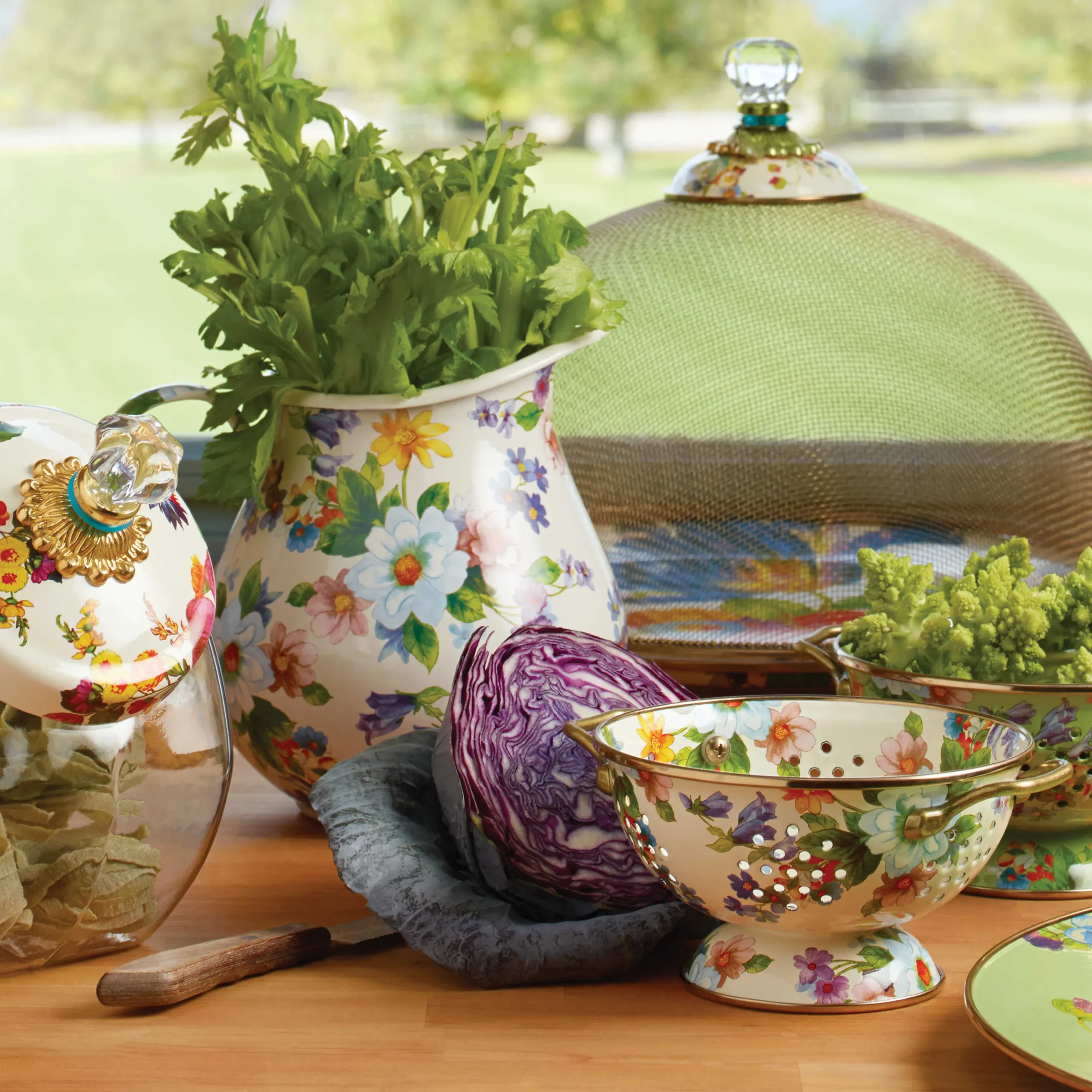 MacKenzie-Childs White Flower Market Pitcher| Serveware|Bar Entertaining