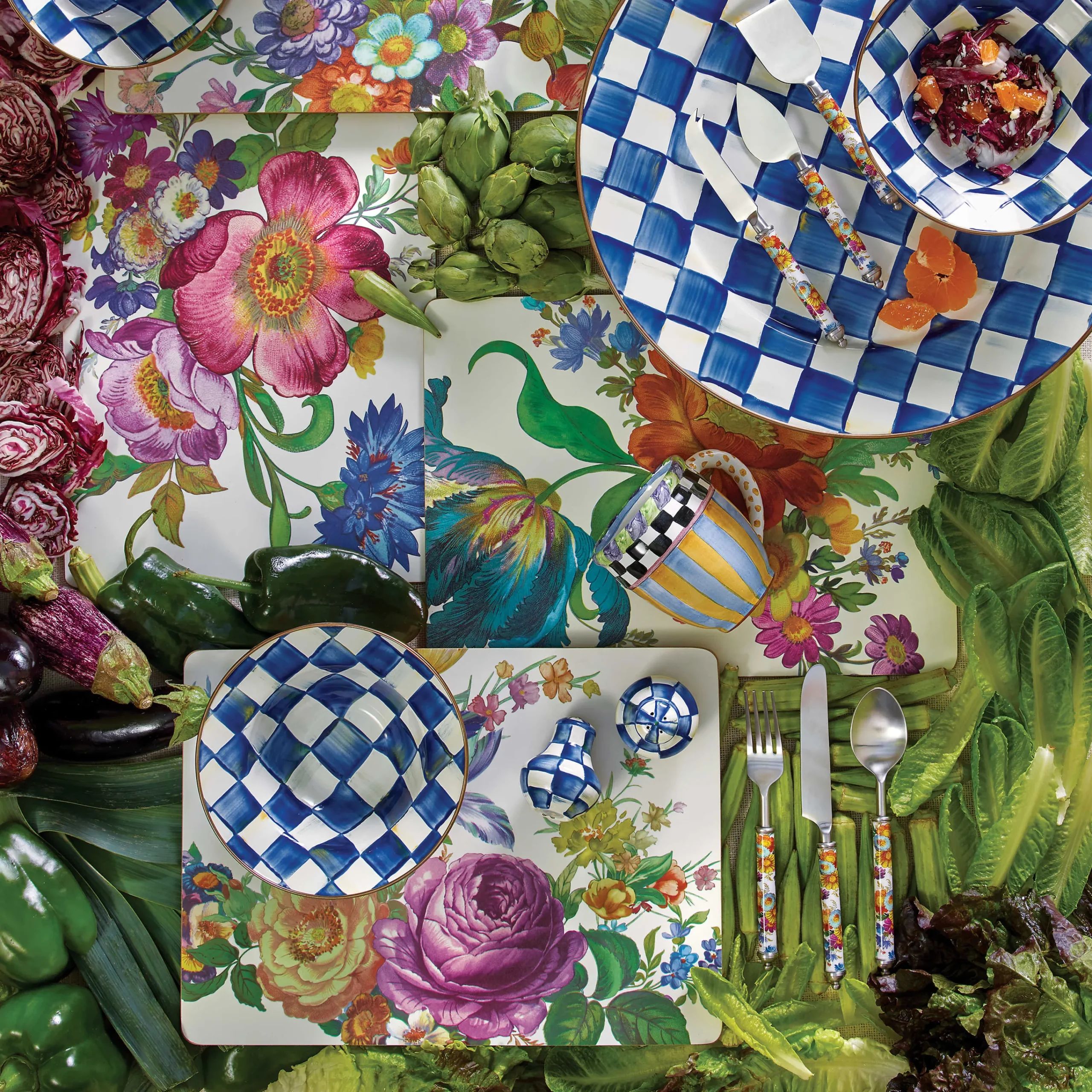 MacKenzie-Childs White Flower Market Placemats, Set of 4| Table Accessories|Kitchen & Table Linens