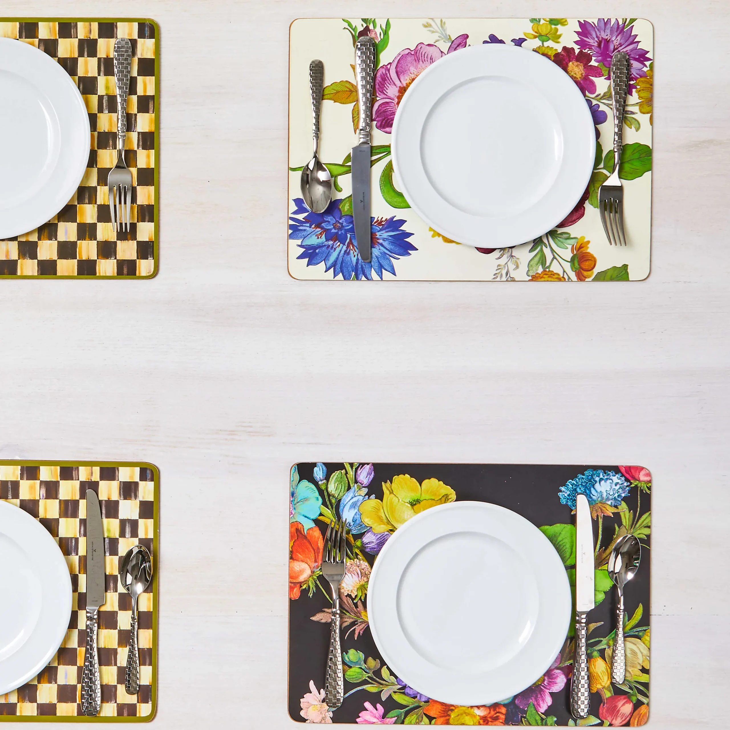 MacKenzie-Childs White Flower Market Placemats, Set of 4| Table Accessories|Kitchen & Table Linens