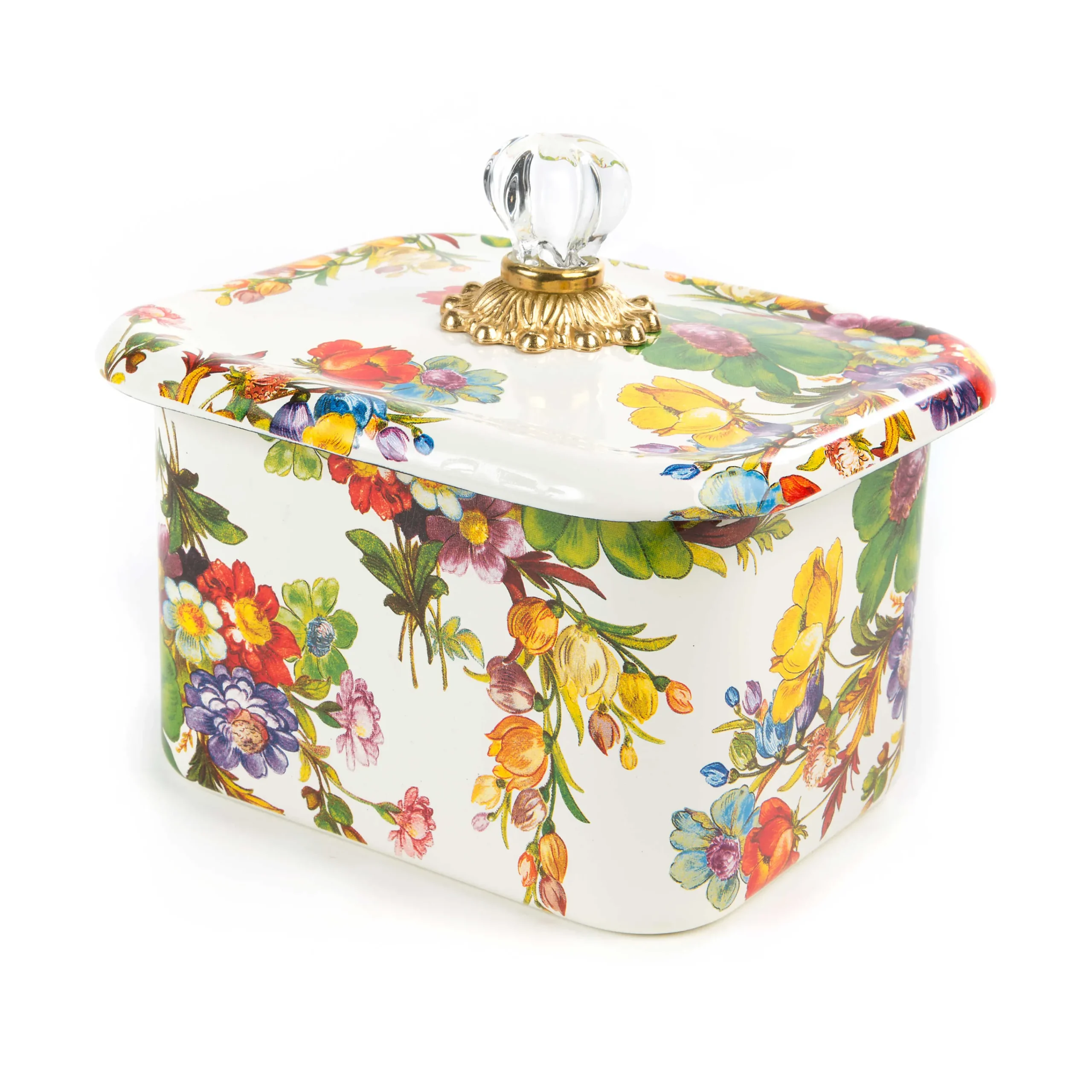 MacKenzie-Childs White Flower Market Recipe Box| Kitchen Storage & Organization