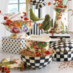 MacKenzie-Childs White Flower Market Recipe Box| Kitchen Storage & Organization