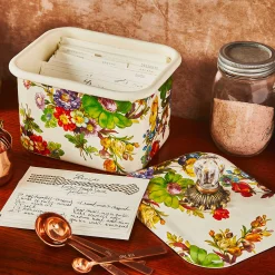 MacKenzie-Childs White Flower Market Recipe Box| Kitchen Storage & Organization