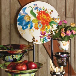 MacKenzie-Childs White Flower Market Serving Platter| Bar Entertaining|Serveware