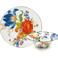 MacKenzie-Childs White Flower Market Serving Platter Bowl Set| Kitchen & Dining Sets|Serveware