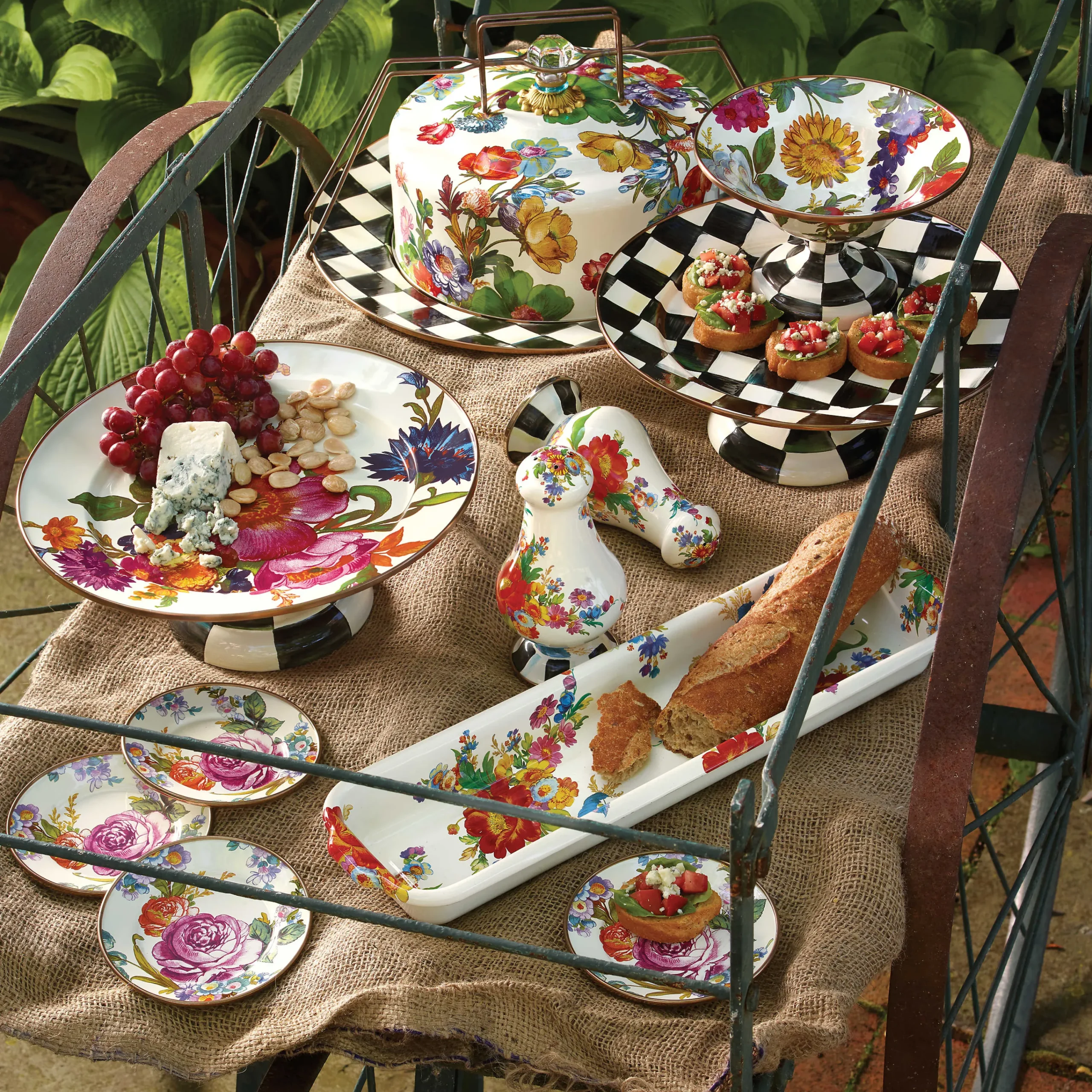 MacKenzie-Childs White Flower Market Small Compote| Serveware
