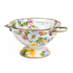 MacKenzie-Childs White Flower Market Small Colander| Kitchen Utensils & Tools