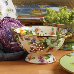 MacKenzie-Childs White Flower Market Small Colander| Kitchen Utensils & Tools