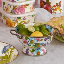 MacKenzie-Childs White Flower Market Small Colander| Kitchen Utensils & Tools