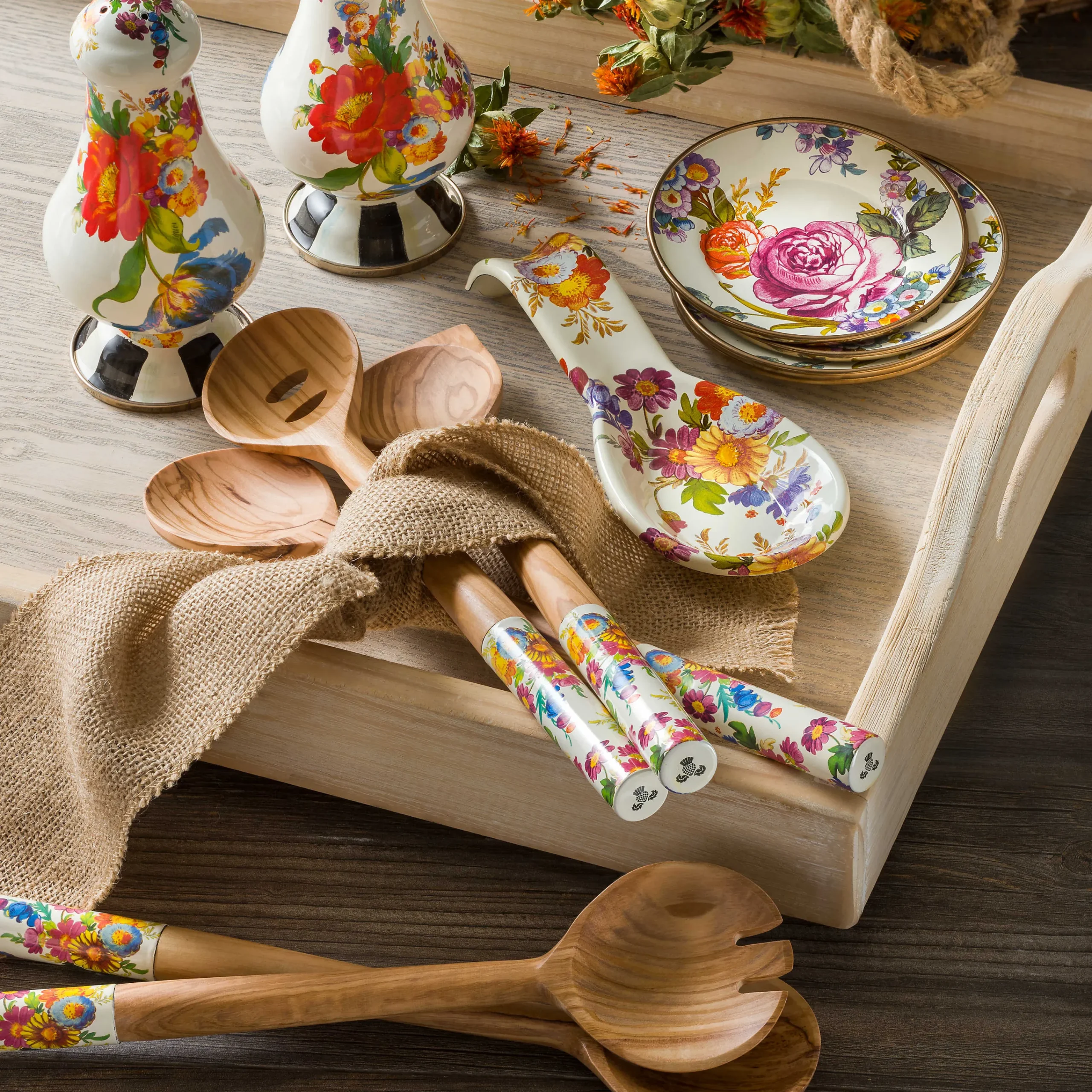 MacKenzie-Childs White Flower Market Spoon Rest| Kitchen Utensils & Tools