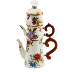 MacKenzie-Childs White Flower Market Stackable Coffee Set| The Coffee Shop|Serveware