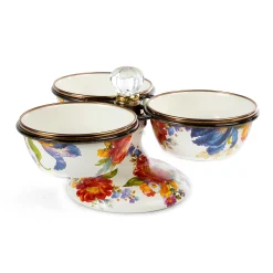 MacKenzie-Childs White Flower Market Triplicity| Bar Entertaining|Serveware
