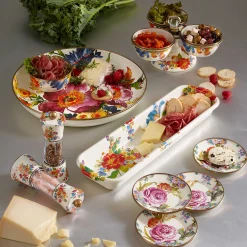 MacKenzie-Childs White Flower Market Triplicity| Bar Entertaining|Serveware