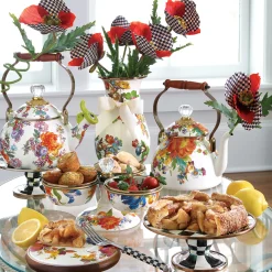 MacKenzie-Childs White Flower Market Triplicity| Bar Entertaining|Serveware
