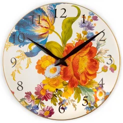 MacKenzie-Childs White Flower Market Wall Clock| Room Accents