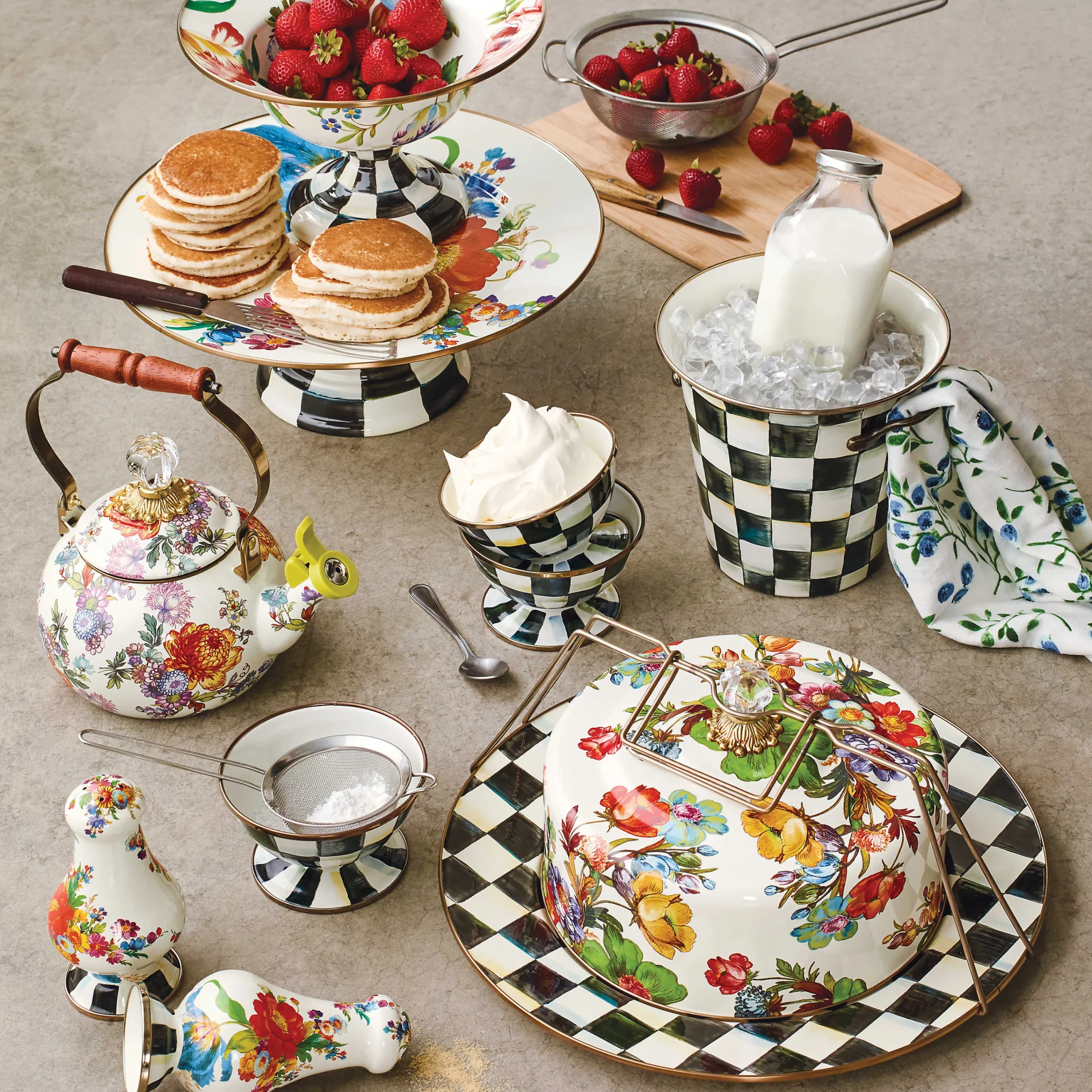 MacKenzie-Childs White Flower Market Whistling Tea Kettle| The Coffee Shop|Tea Kettles