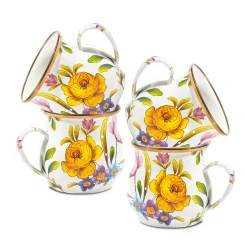 MacKenzie-Childs White Flower Market White Mugs, Set of 4| Kitchen & Dining Sets|The Coffee Shop