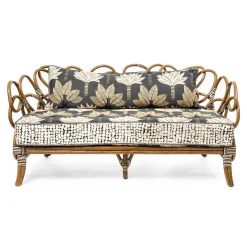 MacKenzie-Childs Wild Indoors Rattan Loveseat| Living Room