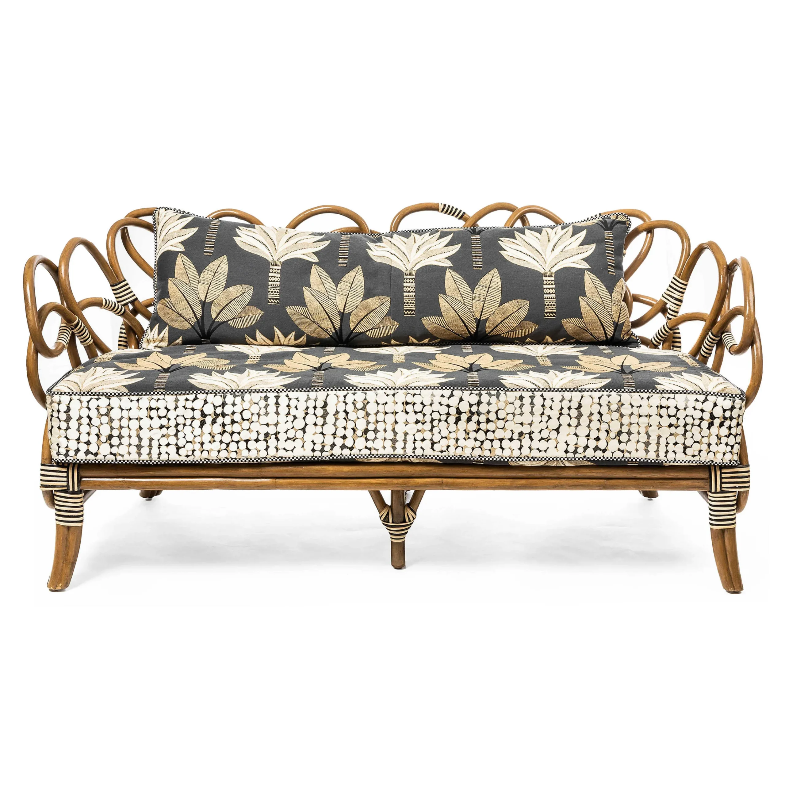 MacKenzie-Childs Wild Indoors Rattan Loveseat| Living Room