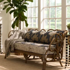 MacKenzie-Childs Wild Indoors Rattan Loveseat| Living Room