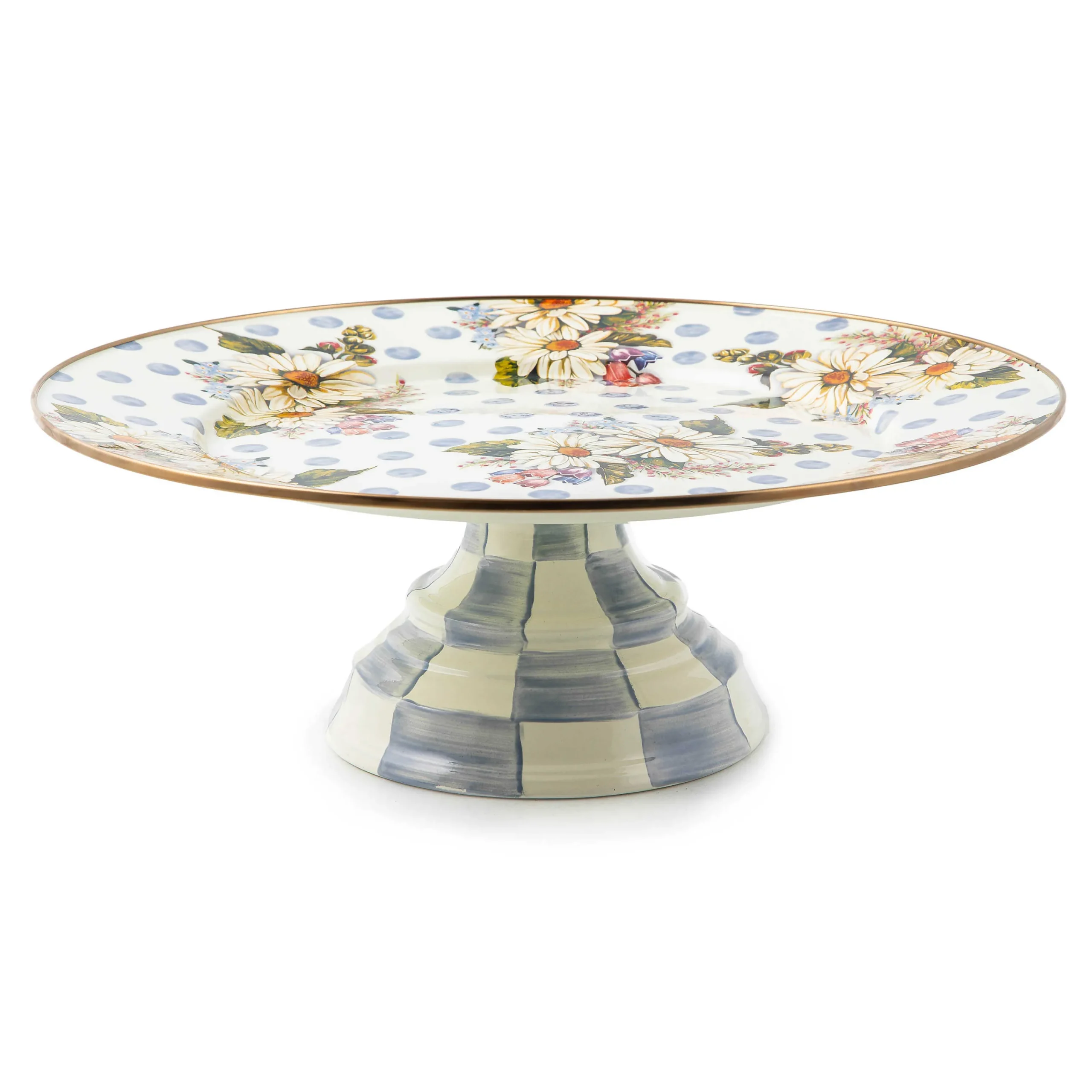 MacKenzie-Childs Wildflowers Blue Large Pedestal Platter| Serveware